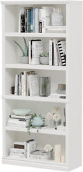 70-Inch Tall White Bookcase, 5 Tiers Shelves Open Storage Bookshelf, 33 in Wide Anti Tipping Indoor Furniture, Book Cases for Home Library Office Bedroom School