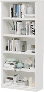 70-Inch Tall White Bookcase, 5 Tiers Shelves Open Storage Bookshelf, 33 in Wide Anti Tipping Indoor Furniture, Book Cases for Home Library Office Bedroom School