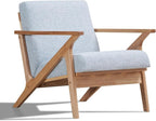 Zola Mid Century Modern Accent Chair Arm Chair, Living Room Furniture, Oak/Light Blue
