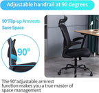 Flysky Ergonomic Office Chair, Mesh Home Office Desk Chair with Flip-up Arms and Lumbar Support, Height Adjustable, Swivel, Black-Headrest