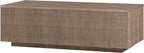 Henn&Hart 48" Fluted Rectangular Low-Profile Coffee Table for Living Room, Family Room, or Office, Antiqued Gray Oak