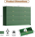 Green Dresser for Bedroom, Modern Dresser with 8 Drawers and Smooth Slides, Wide Chest of Drawers with Golden Handles for Bedroom, Closet, 15.7" D x 55" W x 37.4" H
