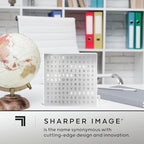 Sharper Image LED Word Digital Clock, 7.75", Silver Finish, Light-Up Desk & Wall Clock, Modern Time Display, Shelf or Wall Decor for Home Office, Living Room, Kitchen & Bedroom, Housewarming Gift
