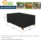 Easy-Going Patio Furniture Cover Waterproof Outdoor Rectangular Table Cover with Seal Tape at Seams (84" L x 44" W x 23" H, Black)