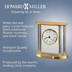 Howard Miller New Orleans Tabletop Clock – Elegant Brass Accent Clock with Palladium Plated Fluted Columns Quartz Movement Traditional Design for Office Mantel & Home Decor