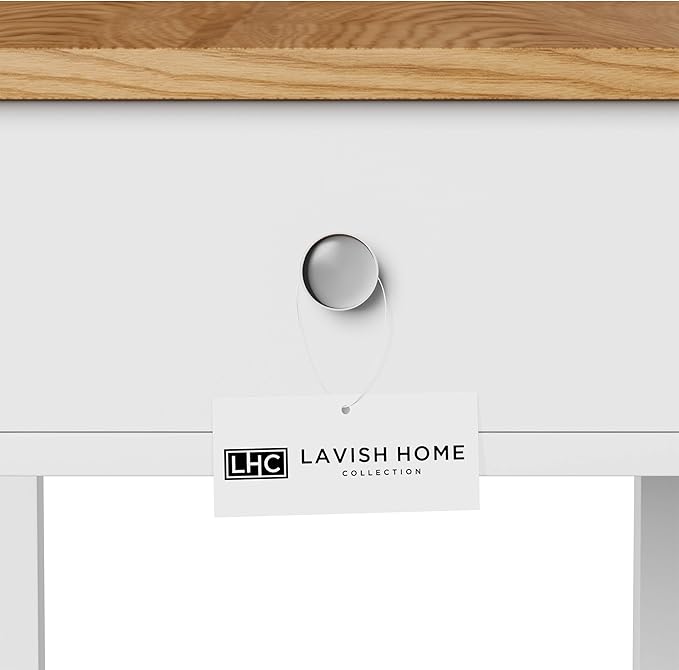 Side Table - Small Night Stand with Drawer and Open Storage Shelf - Traditional Style Bedroom or Living Room Furniture - Use as Bedside Table or End Table by Lavish Home (White)