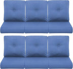 Patio Chair Cushions 6 Packs - Outside High Back Water-Resistant Cushion 22x24 with Zipper Cover for Outdoor Glider Rocking Chairs Loveseat 3-Seater Couch Sofa – Blue/Buckle