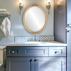 OVALCREST Oval Beveled Wall Mirror for Home Decor - Athena Style - Gold Spray - 21" x 17" Outside Dimensions