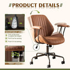 High Back Office Chair,Modern Swivel Office Chair,Brown Suede Fabric Gaming Chair,Height Adjustable Home Office Desk Chair with Lumbar Support