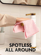 Fantasticlean Microfiber Cleaning Cloth Roll -90 Pack, Tear Away Microfiber Towels, 12" x 12", Reusable, Washable, Scratch Free, Ultra Absorbent Dishcloth for Car, Home Supplies, Pet, Kitchen (Pink)