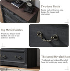 Yaamizz Farmhouse Dresser for Bedroom, 47" Tall 6 Drawer Dresser Storage with Wood Pilasters and Metal Handles, Vintage Design, Drawer Organizer for Bedroom, Hallway, Black