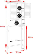 Over-The-Toilet Storage Shelf with Doors, Bathroom Freestanding Bamboo Organizer Space Saver with Adjustable Shelf, Natural