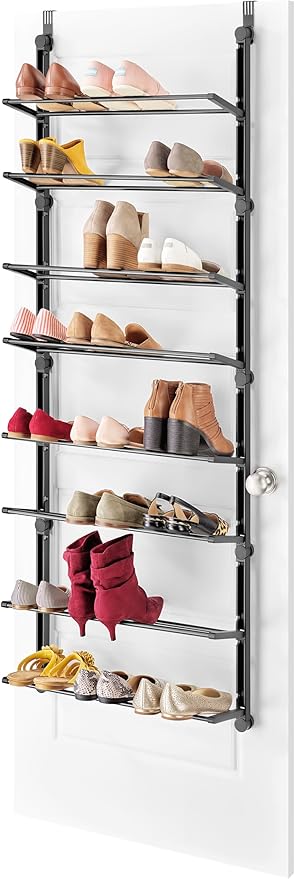 Whitmor 24 Pair Door Shoe Organizer, Sturdy Closet Storage Rack Hangs on Closets for Shoes