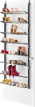 Whitmor 24 Pair Door Shoe Organizer, Sturdy Closet Storage Rack Hangs on Closets for Shoes