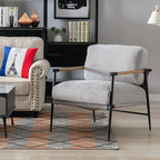 DUOMAY Mid-Century Modern Accent Chair Armchair Set of 2, Soft Linen Fabric Sofa Lounge Chair Reading Chair with Metal Leg for Living Room Bedroom Office, Grey