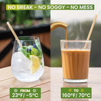 Biodegradable Coconut Straws Set 200 - Disposable, Plastic Free, Ecofriendly Coco Fiber Drinking Straws Bulk for Cold and Hot Beverages, Cocktail and Restaurant