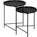 Kate and Laurel Ulani Set of 2 Nested Round Metal End Tables, Black