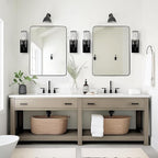 ANDY STAR Wall Mirror for Bathroom, 20”x28” Black Bathroom Mirror, Rounded Rectangle Mirror in Premium Stainless Steel Metal Frame Hangs Horizontal Or Vertical