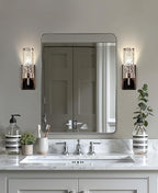 ANDY STAR Chrome Mirror for Bathroom, 22"x30"Metal Frame Wall Mirror, Rectangular Stainless Steel Rounded Corner Mirror with 1" Deep Set Design Hangs Horizontal Or Vertical