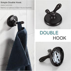 BGL Bathroom Hardware Set, Oil-Rubbed Bronze Adjustable Expandable Towel Bar 4-Piece ORB Bathroom Accessory Set Wall Mounted Robe Hook Toilet Paper Holder Towel Ring Towel Bar
