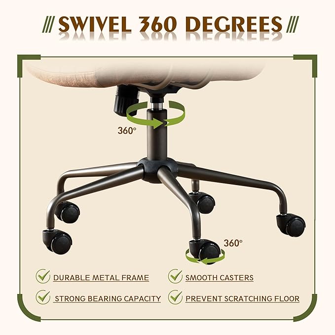 High Back Office Chair,Modern Swivel Office Chair,Brown Suede Fabric Gaming Chair,Height Adjustable Home Office Desk Chair with Lumbar Support