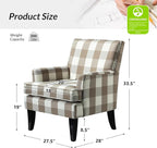 HULALA HOME Modern Accent Chair with Arms and Wooden Legs, Mid Century Accent Chair Armchair High Back Rest, Padded Armrest and Comfortable Cushioned Seat for Living Room (Buffalo Beige)