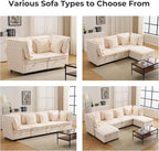 103" Modular Sectional Sofa, L-Shaped Corduroy Comfy Sectional Couches for Living Room, 3-Seater Cloud Couches with 1 Ottoman, Modern Deep Seat Sofa with Large Storage, Beige