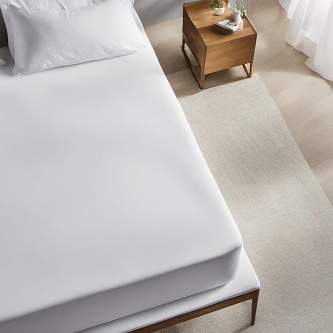 Miracle Made Mattress Protector – Silver-Infused Cotton Fabric – Water-Resistant, Thermoregulating Cover for Sensitive Skin – Compatible with 3-Temperature Zone Comforter, Cali King, White