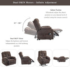 Power Lift Recliner for Elderly Adults, Dual Motor Lay Flat Lift Chair with Heat Massage, Cup Holder & Wireless Phone Charger, USB Type C Charging, Big Man Recliners 400 lbs