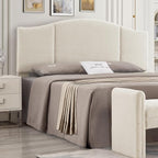 24KF Middle Century Upholstered Foldable King Headboard, Modern Boucle Teddy Fabric, Cream
