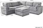 WJShome Modern V Shaped Sectional Couches for Living Room,100 Inch 5-Seater Chenille Deep Seat Modular Sofa with Ottoman, Cloud Couch for Bedroom and Apartment，Gray