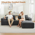 106" Cloud Modular Sectional Sofa Couch with L-Shape Chaise,Modern Boneless Sectional Couch with Deep Seat,Upholstered Couches for Living Room Bedroom,No Assembly Required,Dark Grey