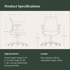 Branch Daily Chair - Computer Office Chair with Swivel, Lumbar Rest, and Adjustable Armrests - Sustainable, Stylish Mesh, & Adjustable Armrests - Comfortable Seating for Improved Posture - Blue