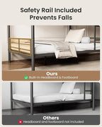Full Over Full Bunk Bed, Convertible into 2 Full Beds, Heavy-Duty Metal Bed Frame with Safety Full-Length Guardrails & EVA Padded Ladder for Adults, Teens, Kids, No Box Spring Needed, Black