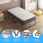 Mjkone Folding Bed with Mattress for Adults, Rollaway Bed with Mattress, Space Saving Fold Up Bed with Lockable Wheel, Sturdy Foldable Frame and Memory Foam for Bedroom/Guest (75" x 38")