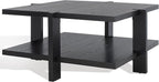 SAFAVIEH Couture Collection Quigley Black 2-Tier Square Coffee Table, Ideal for Living Room, Office, Bedroom