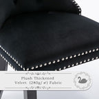 Velvet Upholstered Dining Chairs Set of 6, Modern Style Kitchen Side Chairs with Nailhead Trim and Wood Legs,Metal Pulling Ring for Dining Room Living Room(Black,Set of 6)