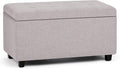 SIMPLIHOME Cosmopolitan 34 inch Wide Transitional Rectangle Storage Ottoman in Cloud Grey Linen Look Fabric, Assembled, For the Living Room, Entryway and Family Room
