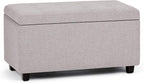 SIMPLIHOME Cosmopolitan 34 inch Wide Transitional Rectangle Storage Ottoman in Cloud Grey Linen Look Fabric, Assembled, For the Living Room, Entryway and Family Room