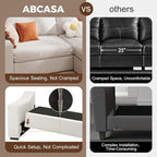ABCASA 85" W Loveseat Couches for Living Room,Modern Linen Sofa with Removable Cover, Wide Armrest, Solid Wood Frame, Medium Firm Seat Cushion for Bedroom Office Apartment, Easy to Install, Grey