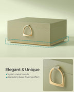 SONGMICS 2-Layer Jewelry Box, Jewelry Organizer with Handle, Removable Jewelry Tray, Jewelry Storage, Floating Effect, 8.1 x 9.4 x 4.3 Inches, Christmas Gift, Laurel Green UJBC165C02