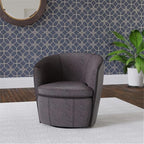 Pemberly Row Vintage Slate All Italian Leather Swivel Club Chair
