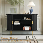 ARTPOWER 47.2" Sideboard Buffet Cabinet with Tambour Door, 6 Heights Adjustable Shelves, Accent Console Cabinet with Storage, Modern Credenza for Living Room, Dining Room, Entryway, Black