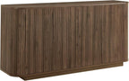 LKTART 64" Buffet Cabinet with Storage, Modern Fluted Accent Sideboard Media Console Credenza with Adjustable Shelves Pressed Spring for Kitchen Living Room,31.5" H (Walnut)