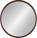 Kate and Laurel Hutton Round Decorative Wood Frame Wall Mirror, 30 Inch Diameter, Walnut