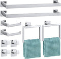 Gisafai 10 Pcs Bathroom Hardware Accessories Set 23.6 Inch Bath Towel Bar Kit Stainless Steel Bathroom Hardware Set Towel Racks Ring Hooks Paper Holder for Wall Mounted (Silver)