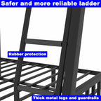 Upgraded Version Thicken Metal Full XL Over Queen Bunk Bed, Stronger Heavy Duty Steel Bunk Bed Full Over Queen Size, Best Bunkbed Frame for Adults, Easy Assembly, Black (Full XL Over Queen)
