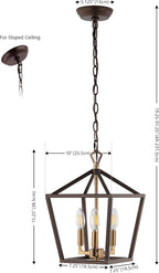 JONATHAN Y JYL7601D Pagoda 10" 3-Light Iron Classic Modern Lantern Bohemian, Cottage, Farmhouse, Rustic, Transitional LED Pendant, Oil Rubbed Bronze/Brass Gold