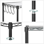 SONGMICS 6-Tier Storage Shelves, Wire Shelving Unit, Kitchen Metal Shelves, Storage Rack with Adjustable Shelves, Shelf Liners, 8 Hooks, for Garage, 13.8 x 35.4 x 69.7 Inches, Black ULGR096B01