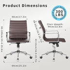 Arm Chair Ergonomic Office Chair with Wheels and Armrests Adjustable Heavy-Duty Swivel Chair for Home and Office Wide 22.83in Seat for Women and Men，Brown